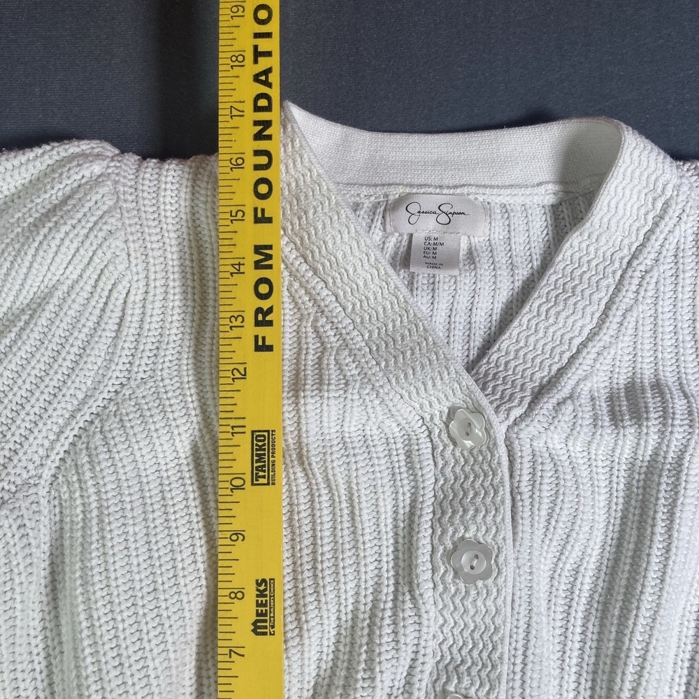 Jessica Simpson Cropped Cardigan Sweater Womens White M - Picture 3 of 6
